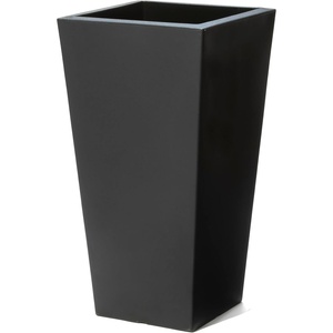 Step2 Tremont Tall Square Planter Pot, Large Outside All-Season All-Weather Gardening Pot for Patio and Front Porch, Concrete, 2-Pack(Onyx Black)