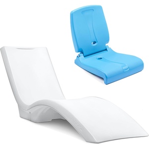 Step2 Vero Pool Lounger and Folding Adult Flip Seat Bundle, Outdoor/Indoor Waterproof Patio Furniture, Provides Back Support When Sitting, Made of Durable Plastic, White(White & Capri)