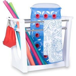 Step2 Vero Poolside Organizer, Outdoor/Indoor Waterproof Patio Furniture, Pool & Toy Storage, Made of Durable Plastic, White
