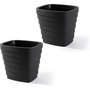 Step2 Wave 20×24 Planter, Large Planters for Outdoor Plants, Gardening and Flower Pot for Patio or Porch, Efficient Drainage, Durable Plastic, White, 2-Pack(Black)