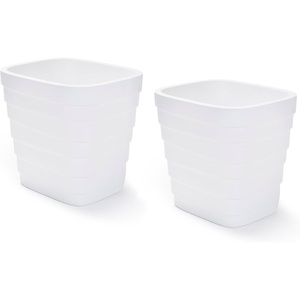 Step2 Wave 20×24 Planter, Large Planters for Outdoor Plants, Gardening and Flower Pot for Patio or Porch, Efficient Drainage, Durable Plastic, White, 2-Pack(White)
