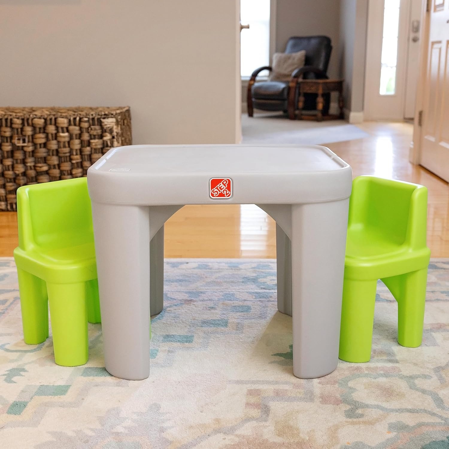 image:imageStep2 Mighty My Size Kids Table amp Chair Set Playroom Activity Table for Arts amp Crafts Made of Durable Plastic For Toddlers 2 Years Old Gray amp GreenGray Green