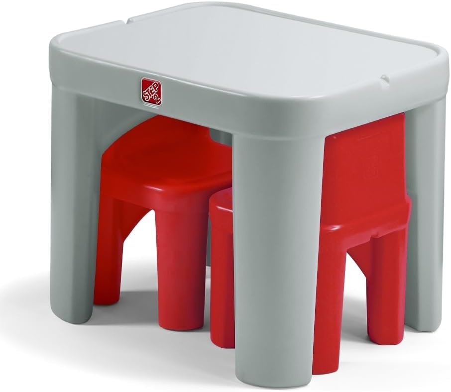 image:imageStep2 Mighty My Size Kids Table amp Chair Set Playroom Activity Table for Arts amp Crafts Made of Durable Plastic For Toddlers 2 Years Old Gray amp GreenGray Red