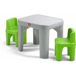 Step2 Mighty My Size Kids Table & Chair Set, Playroom Activity Table for Arts & Crafts, Made of Durable Plastic, For Toddlers 2+ Years Old, Gray & Green(Gray & Green)