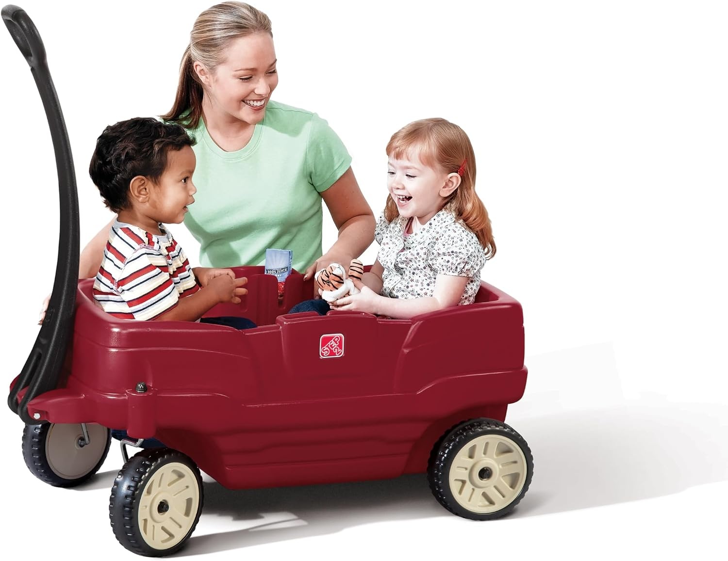 image:imageStep2 Neighborhood Wagon Kids Ride On Toy Stroller Substitute Includes Seat Belts Made of Durable Plastic Max Weight 75 lbs For Toddlers 155 Years Old RedRed