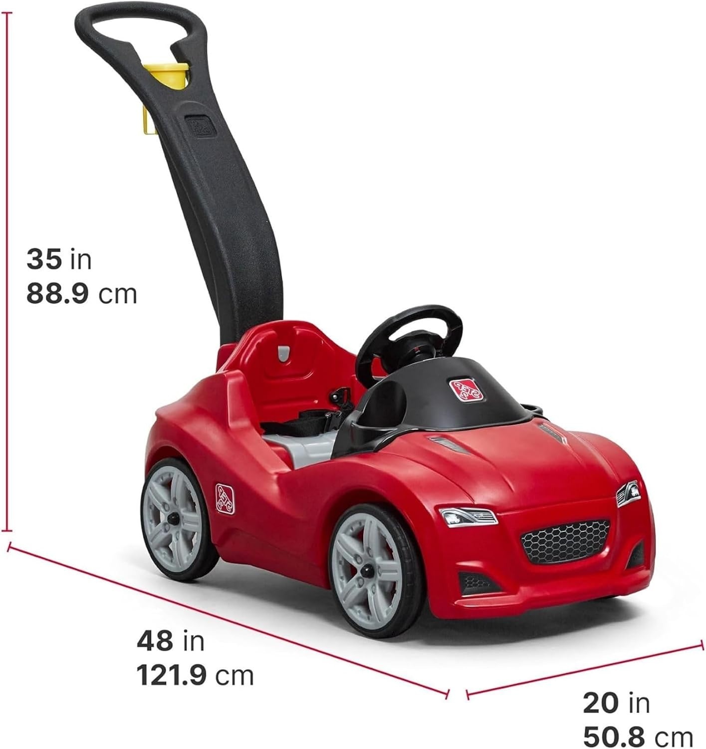 image:imageStep2 Whisper Ride Cruiser Kids Push Car Ride On Toy Stroller Substitute Includes Seat Belt amp Horn Made of Durable Plastic Max Weight 50 lbs For Toddlers 18 Months 4 Years Old RedRed