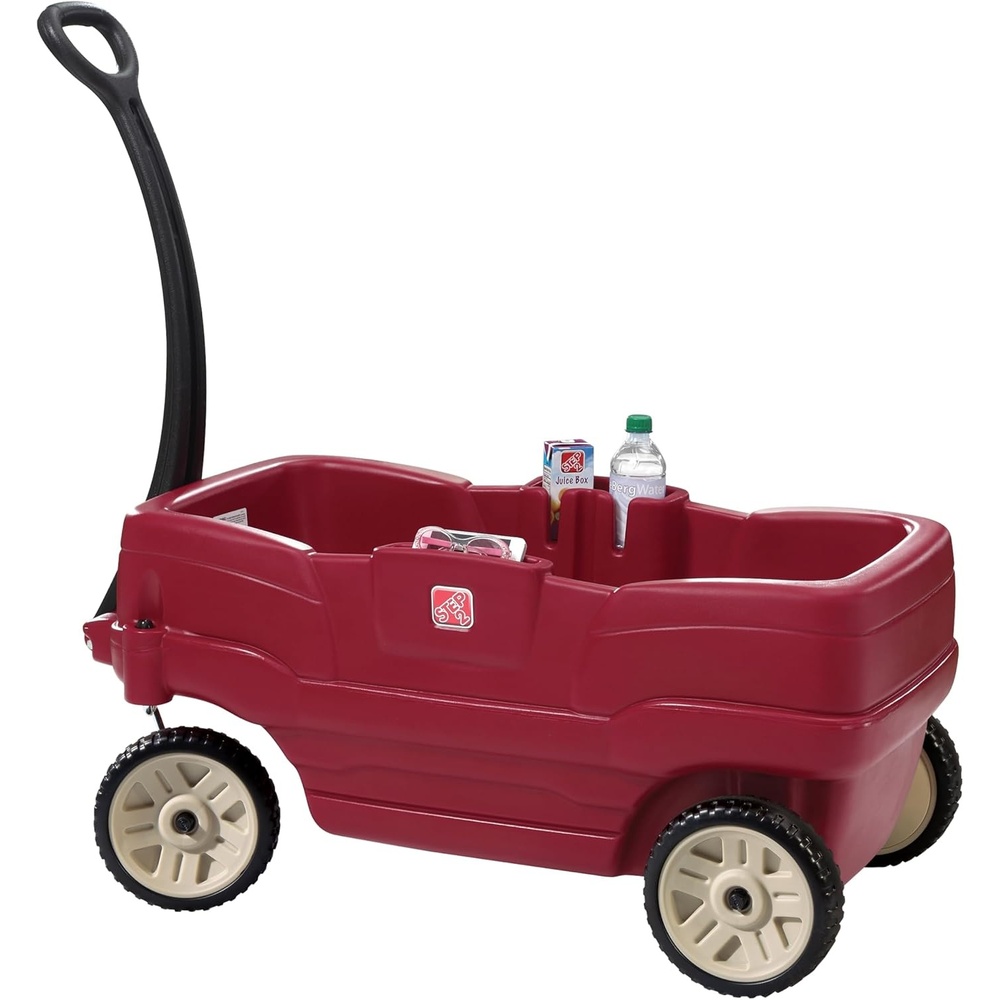 image:imageStep2 Neighborhood Wagon Kids Ride On Toy Stroller Substitute Includes Seat Belts Made of Durable Plastic Max Weight 75 lbs For Toddlers 155 Years Old RedRed
