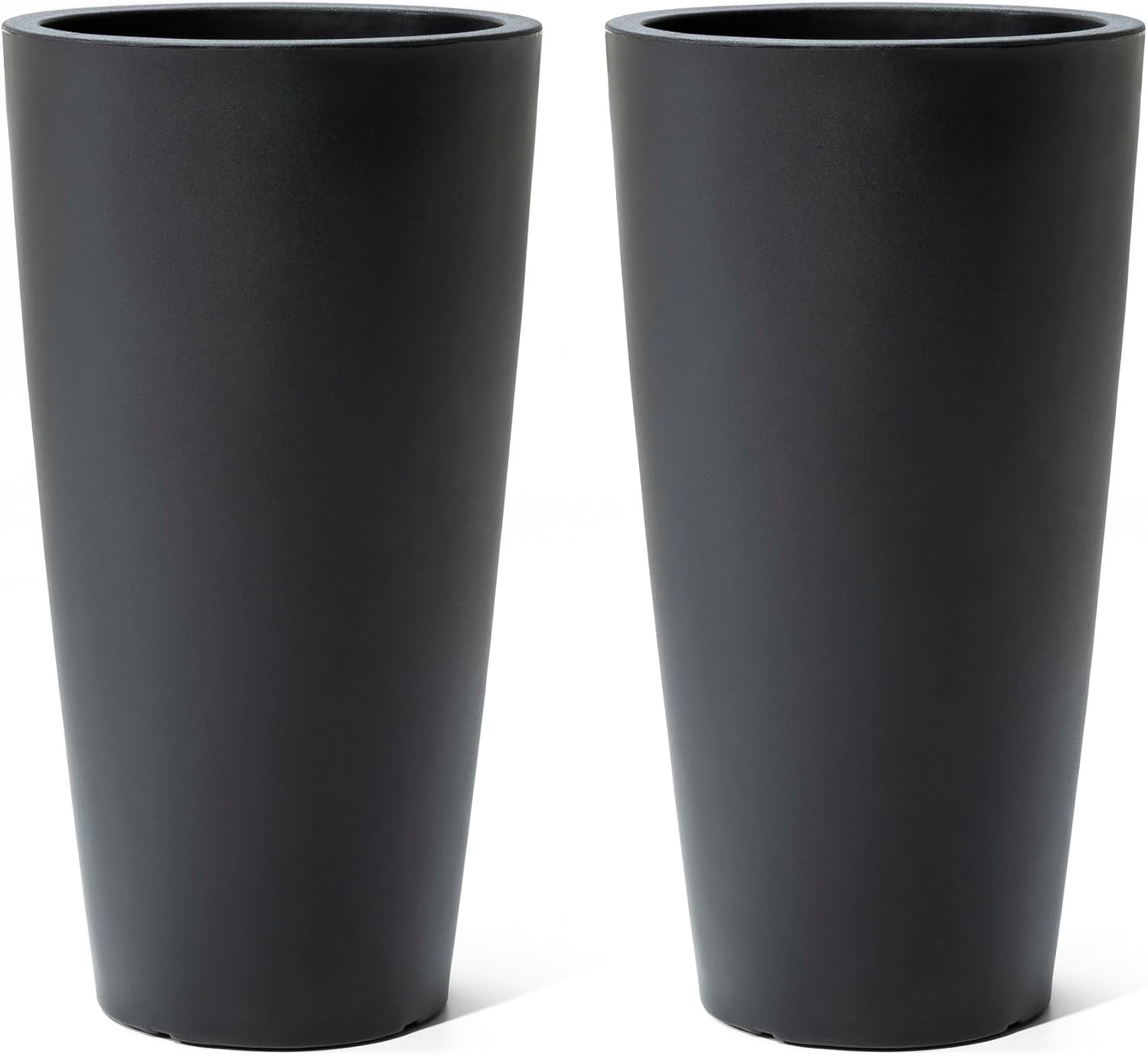 image:imageStep2 Tremont Tall Round Tapered Planter 28 Tall IndoorOutdoor Plants Efficient Drainage Durable Resin Onyx BlackOnyx Black