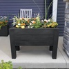 Step2 Lakewood Raised Planter Box, Large Planters for Outdoor Plants, Gardening and Flower Pot for Patio or Porch, Easy Drainage, Durable Plastic, Dark Cedar(Black)