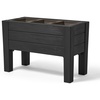 Step2 Lakewood Raised Planter Box, Large Planters for Outdoor Plants, Gardening and Flower Pot for Patio or Porch, Easy Drainage, Durable Plastic, Dark Cedar(Black)