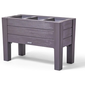 Step2 Lakewood Raised Planter Box, Large Planters for Outdoor Plants, Gardening and Flower Pot for Patio or Porch, Easy Drainage, Durable Plastic, Dark Cedar(Dark Cedar)