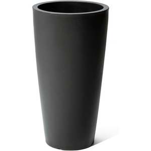 Step2 Tremont Tall Round Tapered Planter, 28″ Tall, Indoor/Outdoor Plants, Efficient Drainage, Durable Resin, Onyx Black(Onyx Black)