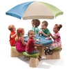 Step2 Naturally Playful Kids Picnic Table with Removeable Umbrella, Indoor/Outdoor Toys, Fits 6 Children, Made of Durable Plastic, For Toddlers 3+ Years Old, Green & Leaves(Blue & Green)