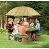 Step2 Naturally Playful Kids Picnic Table with Removeable Umbrella, Indoor/Outdoor Toys, Fits 6 Children, Made of Durable Plastic, For Toddlers 3+ Years Old, Green & Leaves(Green & Leaves)