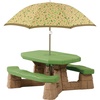 Step2 Naturally Playful Kids Picnic Table with Removeable Umbrella, Indoor/Outdoor Toys, Fits 6 Children, Made of Durable Plastic, For Toddlers 3+ Years Old, Green & Leaves(Green & Leaves)