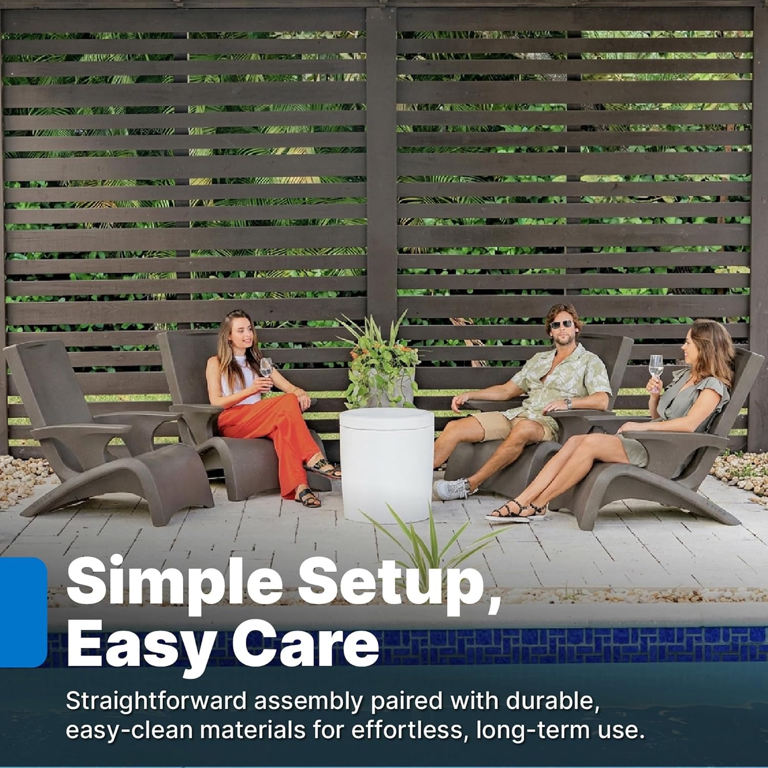 image:imageStep2 Vero Adirondack Chair in Pool or Patio Lounge Seat for 9inch Sun Shelves Dark Cedar
