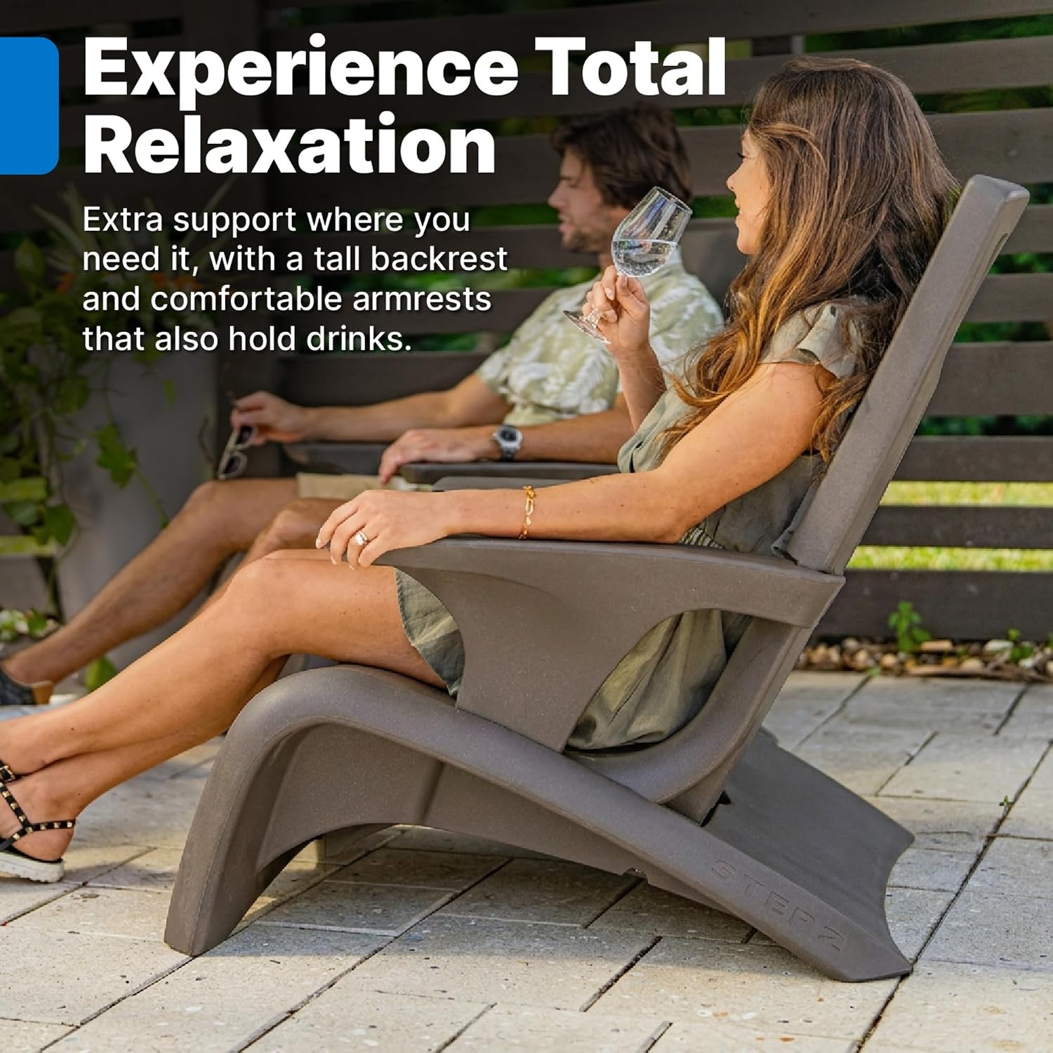 image:imageStep2 Vero Adirondack Chair in Pool or Patio Lounge Seat for 9inch Sun Shelves Dark Cedar