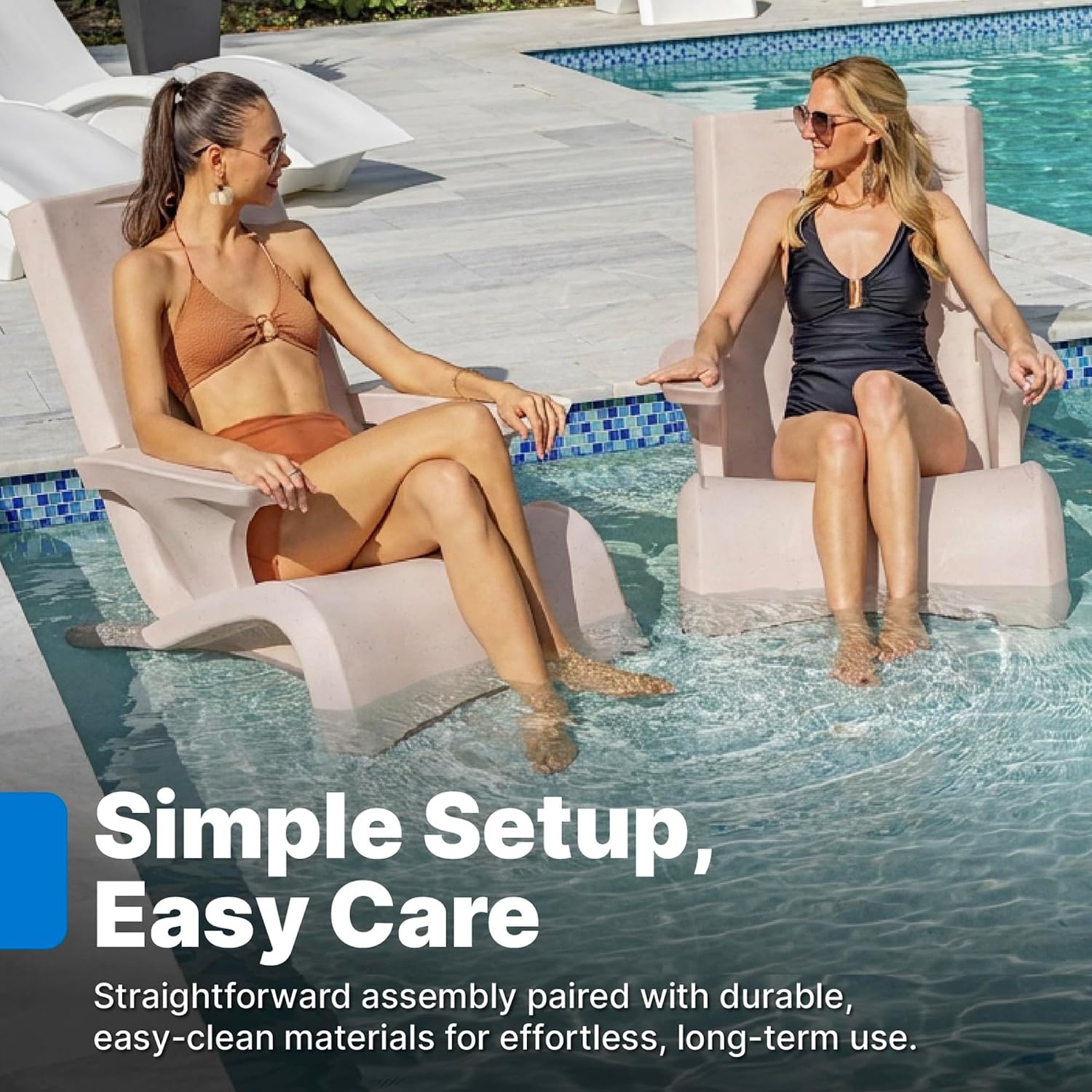 image:imageStep2 Vero Adirondack Chair in Pool or Patio Lounge Seat for 9inch Sun Shelves Earthy Tan with Speck