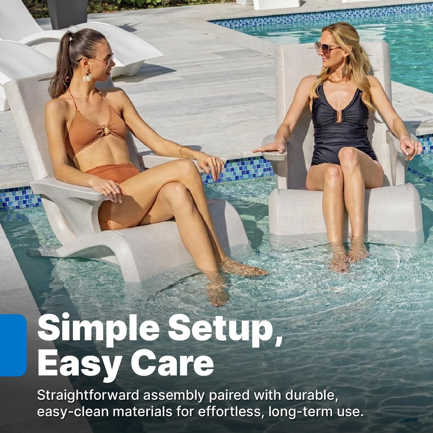 image:imageStep2 Vero Adirondack Chair in Pool or Patio Lounge Seat for 9inch Sun Shelves Grey with Speck