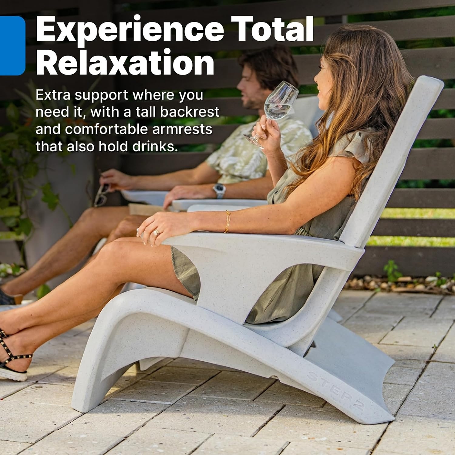 image:imageStep2 Vero Adirondack Chair in Pool or Patio Lounge Seat for 9inch Sun Shelves Grey with Speck