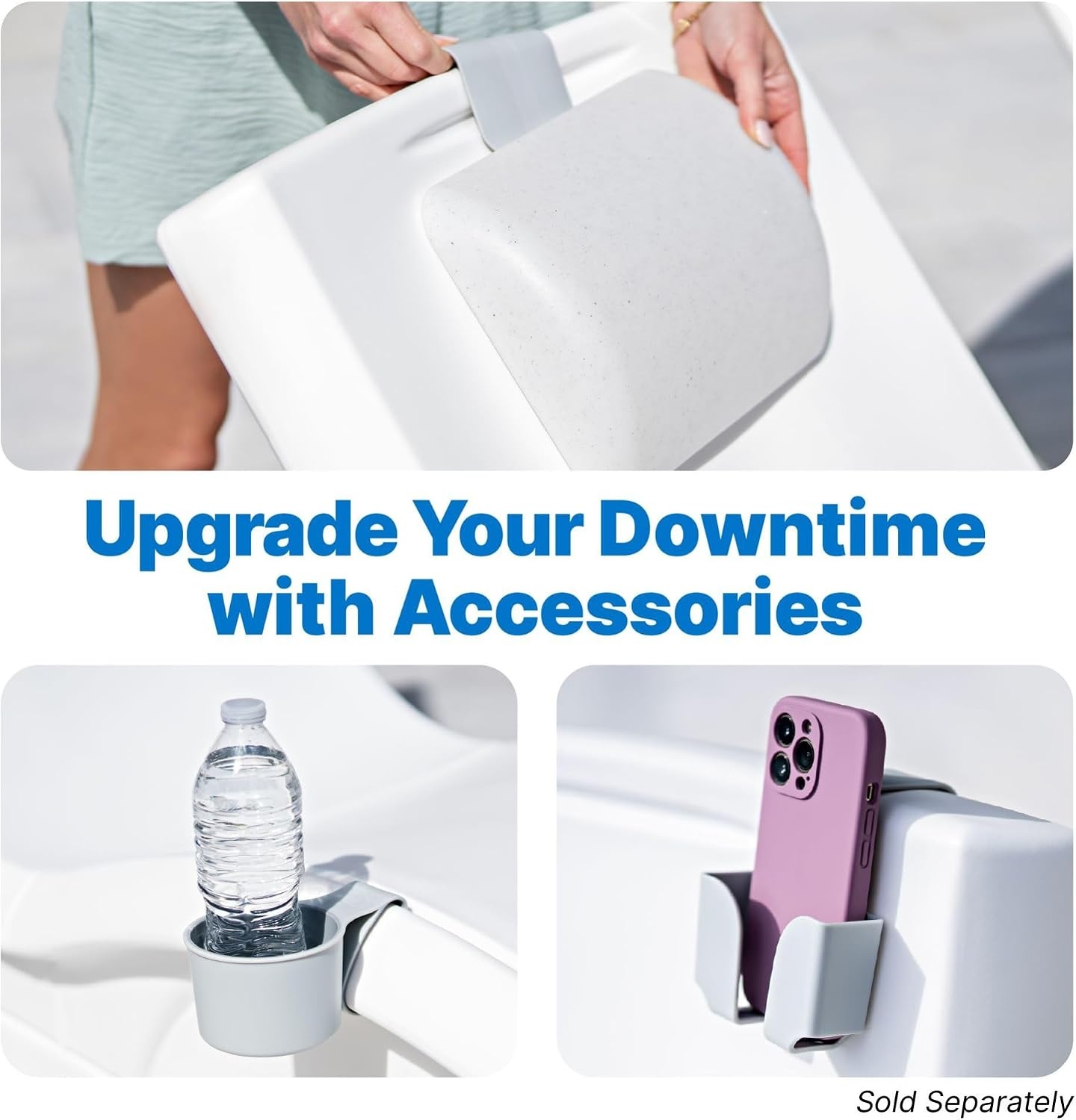 image:imageStep2 Vero Adirondack Chair in Pool or Patio Lounge Seat for 9inch Sun Shelves Grey with Speck